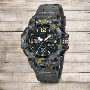 Activa Digital Essentials Men's 49mm Camouflage Grey Analog-Digital Watch